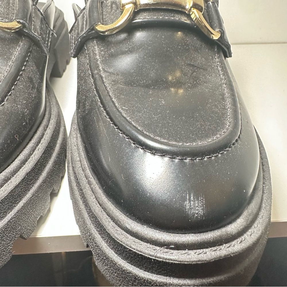 Steve Madden Black Mules with Gold Accents - Picture 2 of 9